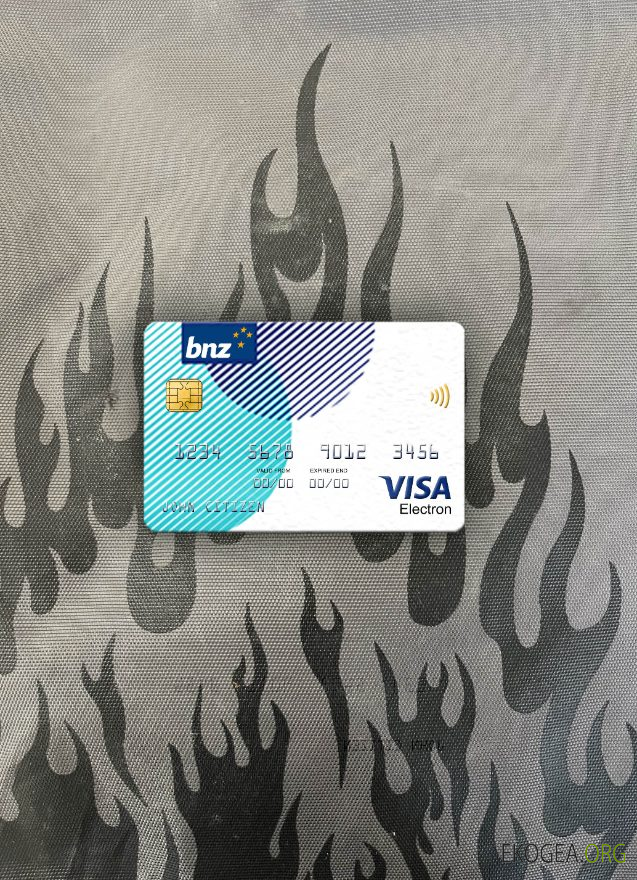 Nouvelle , Zélande BNZ Greymouth Bank visa carte électronique photolook avant